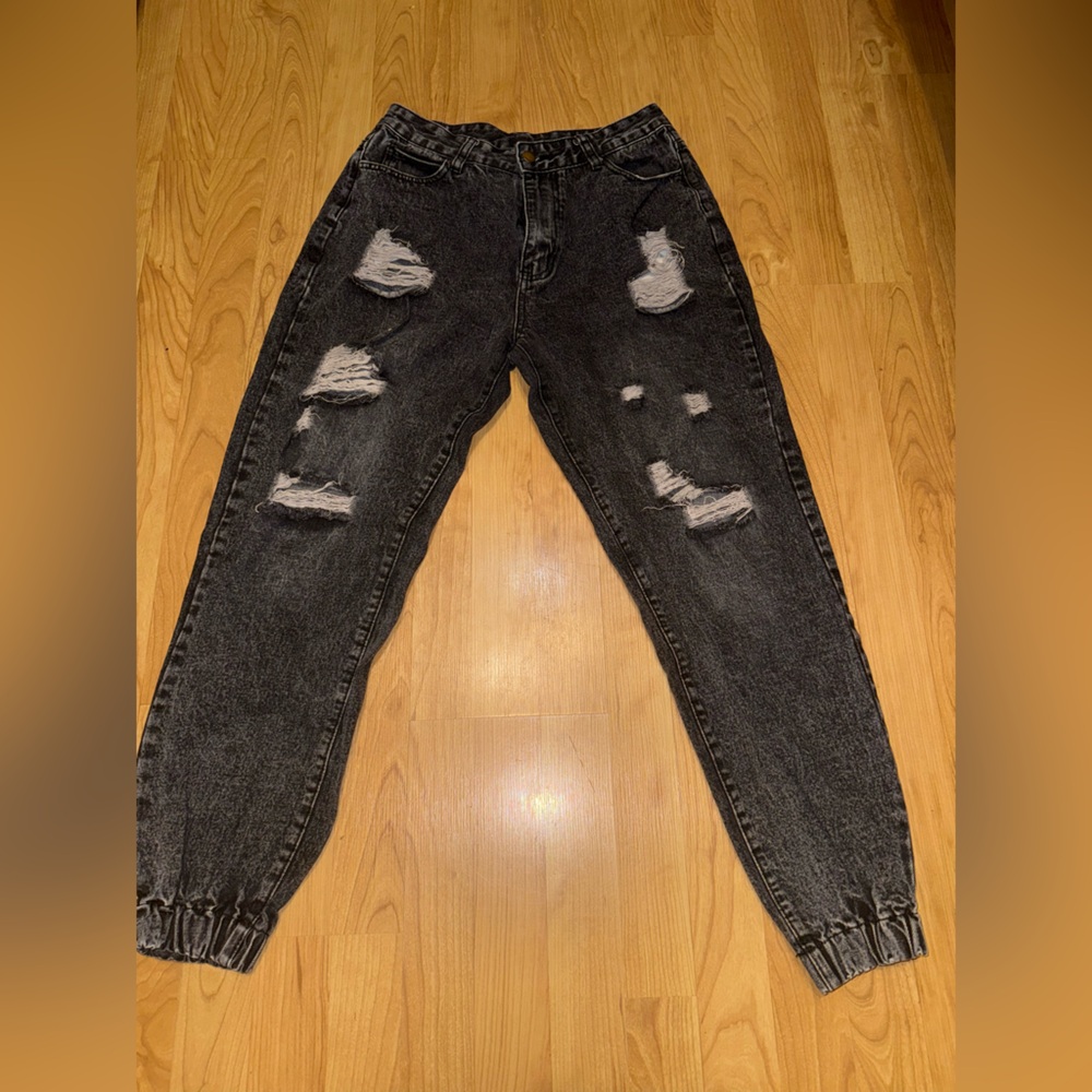 Distressed Grey/Black Jeans